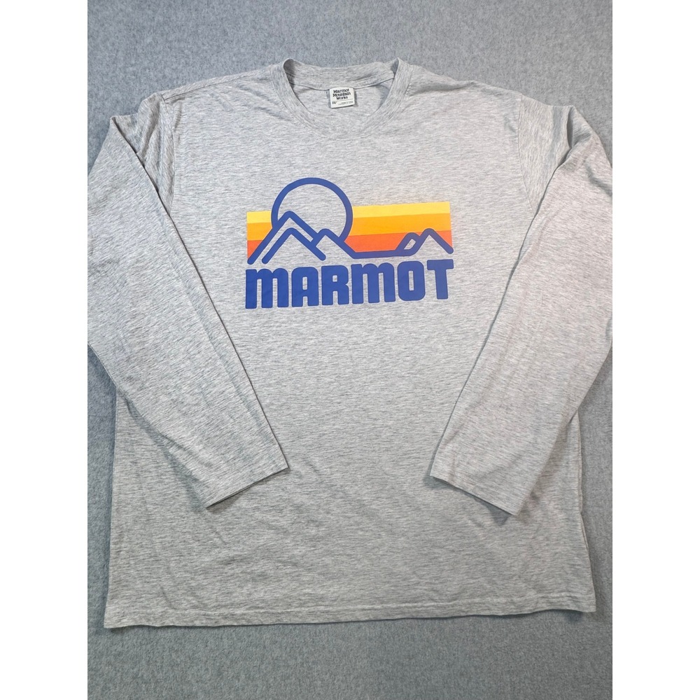 Marmot Mountain Works Mens XXL Gray Long Sleeve Graphic T-Shirt M14672 Outdoor